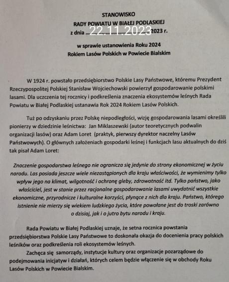 Rok 2024 Rokiem Lasów Polskich w Powiecie Bialskim